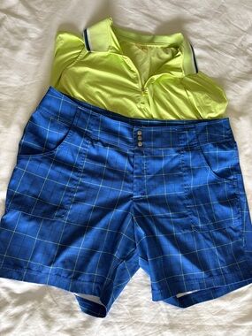 Jofit Royal Blue & Neon Green Plaid Golf Shorts